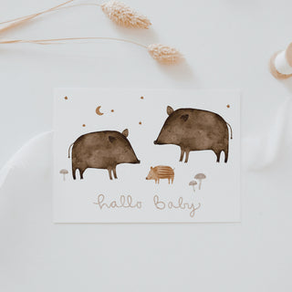 Postkarte Wildschwein Hallo Baby