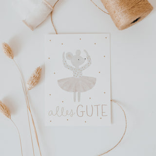 Postkarte Geburtstag Ballerinamaus