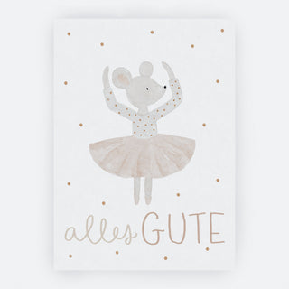 Postkarte Geburtstag Ballerinamaus