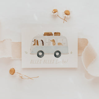 Postkarte Geburtstag Tierbus