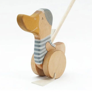 Schiebetier Ente aus Holz - blau