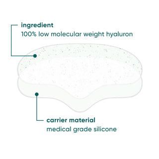 Stirnpad mit Hyaluron der Marke Apricot Beauty auf weißem Hintergrund und Infos.